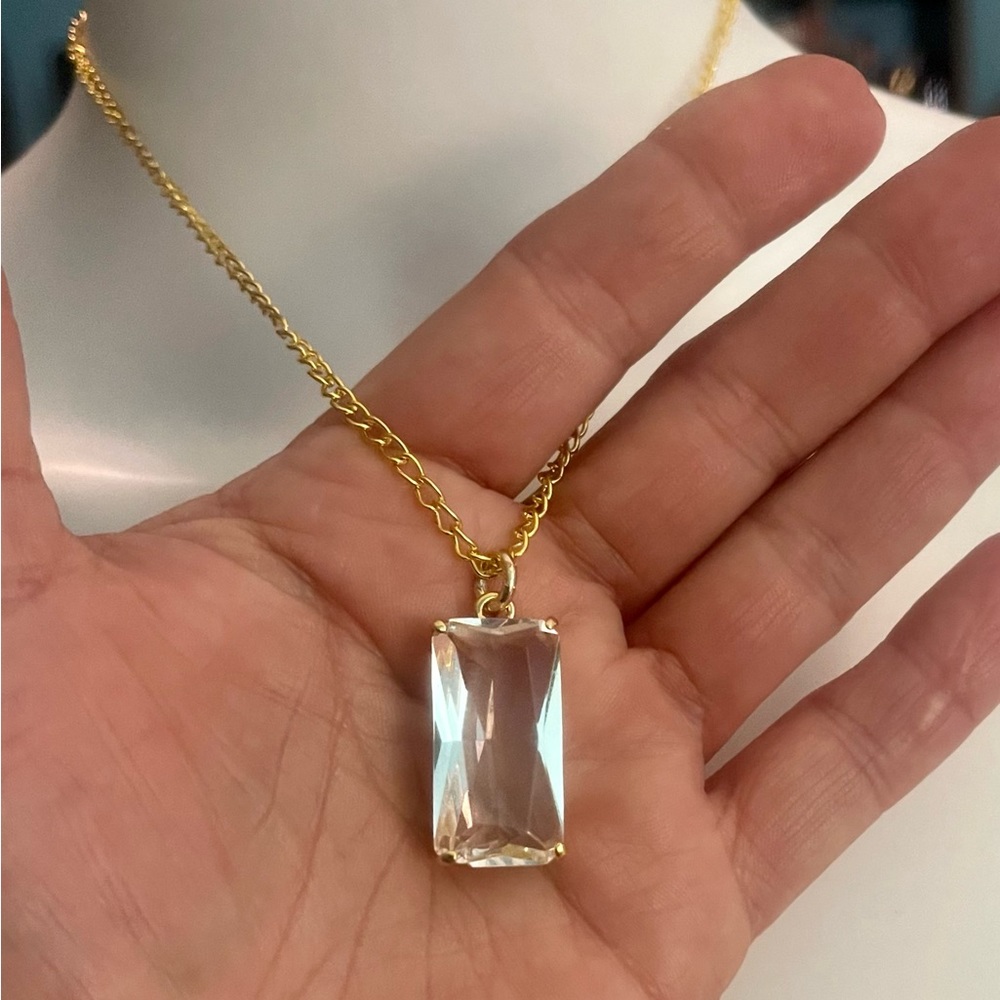 Coach Large Clear Rectangular Zirconia Pendant 18… - image 3